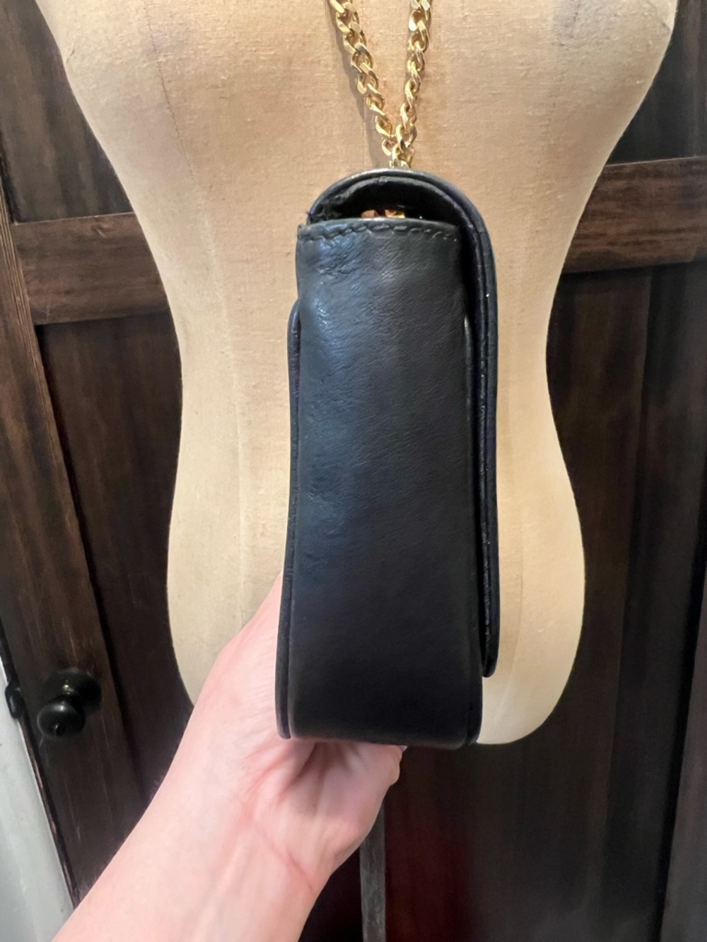 Paloma Picasso Black Leather Crossbody with Gold Chain and 'X' Accent - Picture 7 of 11
